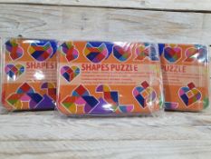 3 x Wooden Shapes Puzzle In Tin. Comes With Shape Puzzle Cards. RRP £15
