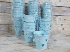 Pack of 48 Baby Blue Decorative Pales With Heart Cut-Out Decoration. Approx 52mm High. RRP £144