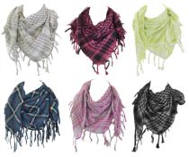 4 x Shemagh Scarves. Colours: Yellow Check, Deep Red Check, Grey Tartan, Hot Pink Check. RRP £40