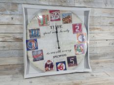 New Large 60cm Wooden Printed Clock - Time Spent With Family Design. RRP £30