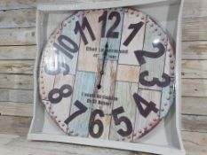 Giant 60cm Wooden Printed Clock - Chef Le Normond - Pallet Wood Design Clock Face RRP £30