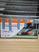 Yardforce Cordless Lawnmower + Grass Trimmer. RRP £200. Grade U