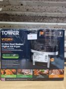 Tower Vizion 9L Dual Basket Digital Air Fryer. RRP £180. Grade U
