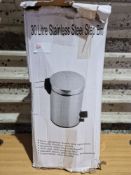 30L Stainless Steel Step Bin. RRP £40. Grade U