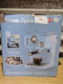 Swan Retro Blue Espresso Coffee Machine. RRP £120. Grade U