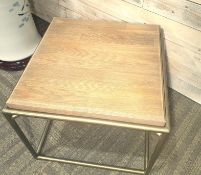 Solid Oak Wood and Metal Designer Side Table In Antique Grey 30cm x 30cm x 30cm. RRP £299