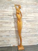 Tall, Designer Solid Wood Art Figurine 'Single Lady' Carving. 150cm Tall. RRP £299