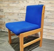 Blue Fabric Office Desk Chair With Wooden Legs RRP £149