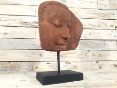 Mounted Stone Carving of A Thai God Face 29cm Tall RRP £119