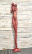 Tall, Designer Solid Wood Art Figurine 'Couple' Carving. Single Piece of Wood. 153cm Tall. RRP £2...