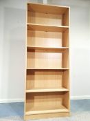 Tall Wooden Bookcase With 5 Shelves In Light Wood. 2m x 80cm x 30cm. RRP £159