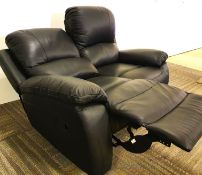 Italian Black Twin Recliner Sofa In Soft Pu Leather RRP £1099