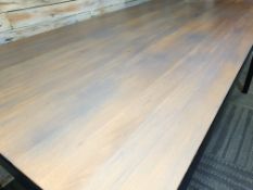 Solid Oak Wood and Metal Designer Dining Table In Vintage Grey RRP £599