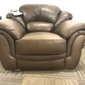Real Leather Large Quality Arm Chair in Brown Genuine Leather. 118cm x 86cm x 99cm. Rrp £999