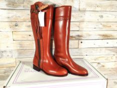 Designer Tan Real Leather Boots by The Spanish Boot Company Size UK 4. RRP £499