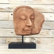 Mounted Stone Carving of A Thai God Face 27cm Tall RRP £119