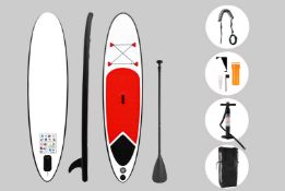 Large 2-Person Inflatable Paddle Board w/ Accessories - Red