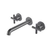 Manufacturer Code BE55004PG. Aquaflow 3 Tap Hole Wall Mounted Basin Mixer Brushed Steel