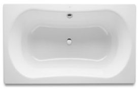 1800 x 800 - Double Ended Two Tap Hole Steel Bath White With Legset