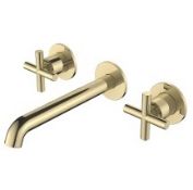 Manufacturer Code BE23011CG. Aquaflow 3 Tap Hole Wall Mounted Bath Mixer Brushed Brass