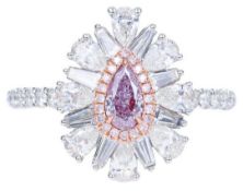 Brand New - Natural - 0.31ct Pear Shaped Fancy Pink Diamond Ring - GIA Certified