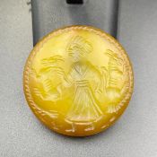 Wonderful Near Eastern Antique Agate Hand Carved Bead Pendant