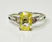 Beautiful Unheated Untreated Natural Ceylon yellow Sapphire Diamonds & Platinum