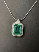 Beautiful 2.68 CT Natural Emerald Pendant With Diamonds & Platinum 950