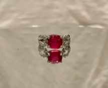Natural Burmese Ruby Ring 3.35 Ct With Natural Diamonds & 18k Gold