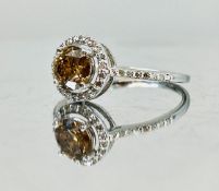Beautiful Natural 1.05 CT Natural Solitaire champagne Diamond Ring With 18k Gold