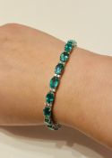 Beautiful 14.5ct Natural Emerald Bracelet With Natural Diamonds & 18k Gold