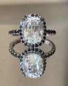 Beautiful 3.15CT Natural Ceylon White Sapphire W Natural Diamonds & 18k Gold