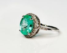 Beautiful 2.75 CT Untreated Natural Emerald Ring ,Diamonds & 18k Gold