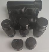 A Collection of 5 X Camera Lenses. Tokina – Pentacon – MNK – Vivitar Etc.