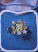 A Vintage Monet Gold Tone Ring With Stones. With The Box.