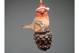 Robin On Pinecone Decoration