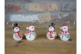 Set of 4 Snow Man Name Card Holders