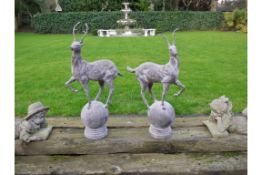 Cast Iron Stags Sculptures