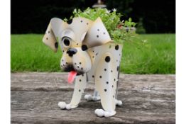 Metal Dalmatian Planter with Wobbly Head