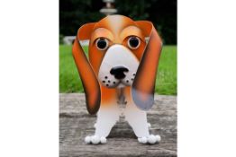 Metal Beagle Planter with Wobbly Head