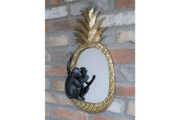 Golden Pineapple & Monkey Themed Mirror
