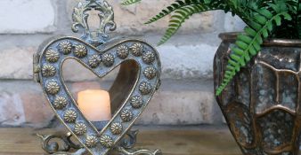 Rustic Heart Candle Lantern