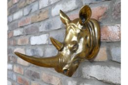 Golden Wall Mounted Rhino Head