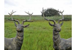 Pair of Standing Cast Iron Stags
