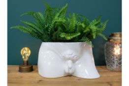 White Ceramic Man Planter