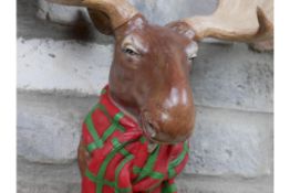 Wall Mounted Festive Moose Head Ornament