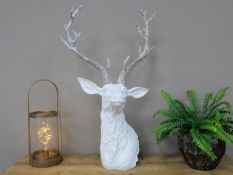 Large White Stag Head Ornament