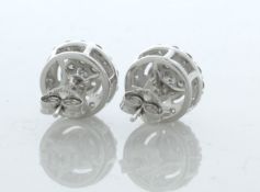 9ct White Gold Round Cluster Diamond Stud Earring 1.00 Carats