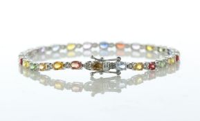 18ct White Gold Diamond and Coloured Sapphire Bracelet (S6.02) 0.38 Carats