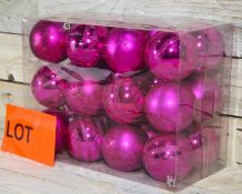 24 Pack of Hot Pink 6cm Tinsel Baubles RRP £23.99